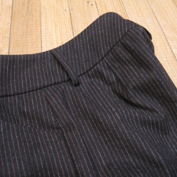 Womyn Black Wool Cuffed Pants Size 4 Thin Striped Dress Trousers Leg Crease - Picture 6 of 11